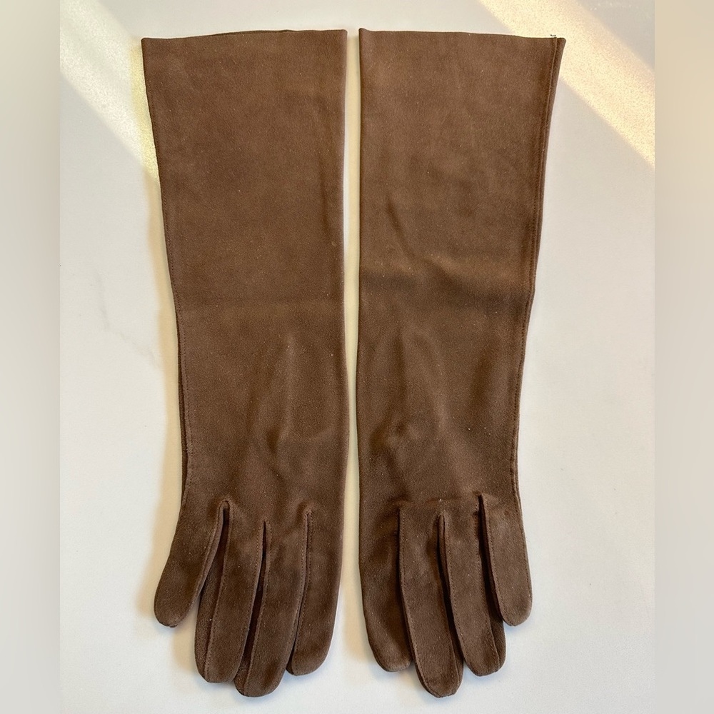 Vintage Ladies' Gloves Brown Suede Size 6.5